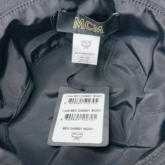 MCM White Visetos Monogram Bandana Print Logo Reversible Bucket Hat NWT $320 - Picture 8 of 10